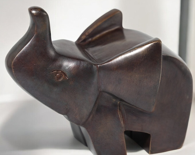 Handmade Bronze Elephant Statue 7x4x6 inches Decorative Sculpture 2.2 lbs Unique Home Decor Gift Made in Thailand Elephant Figurine