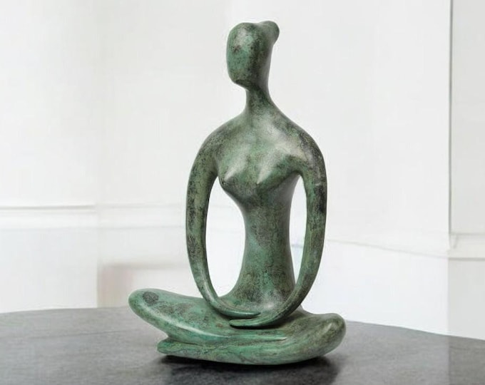 Handmade Bronze Meditation Sculpture, Abstract Zen Art Figurine