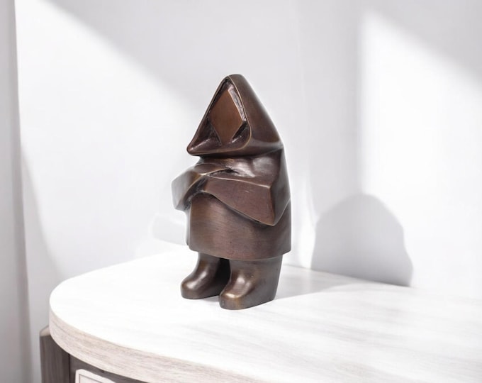 Thulemanden Handmade Bronze Figurine Minimalist Abstract Sculpture from Thailand, Unique Modern Decor, Artisan Bronze Art Ornament