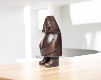 Thulemanden Bronze Sculpture - Handmade Minimalist Art - Abstract Thai Figurine - Rustic Home Decor Accent - Unique Tabletop Statue