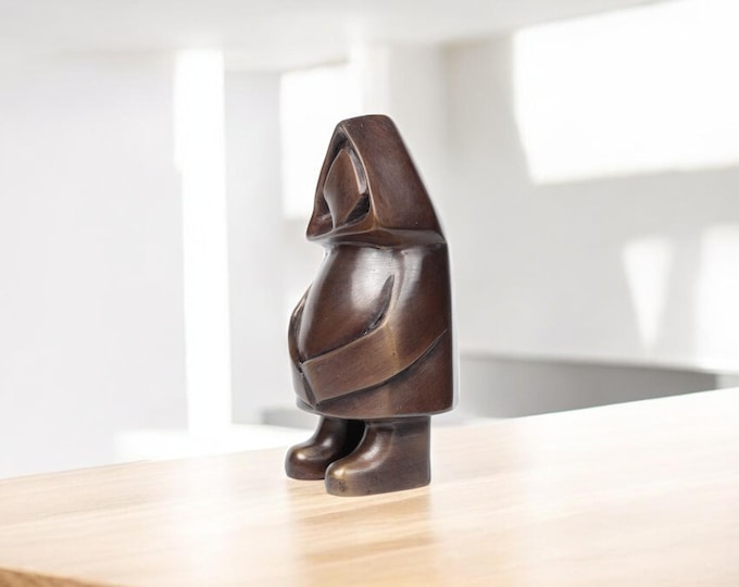 Thulemanden Bronze Sculpture - Handmade Minimalist Art - Abstract Thai Figurine - Rustic Home Decor Accent - Unique Tabletop Statue