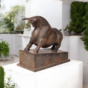 Handmade Bronze Bull Sculpture | Solid Bronze Animal Figurine | Thai Artisan Crafted Bull Statue | Home Office Decor