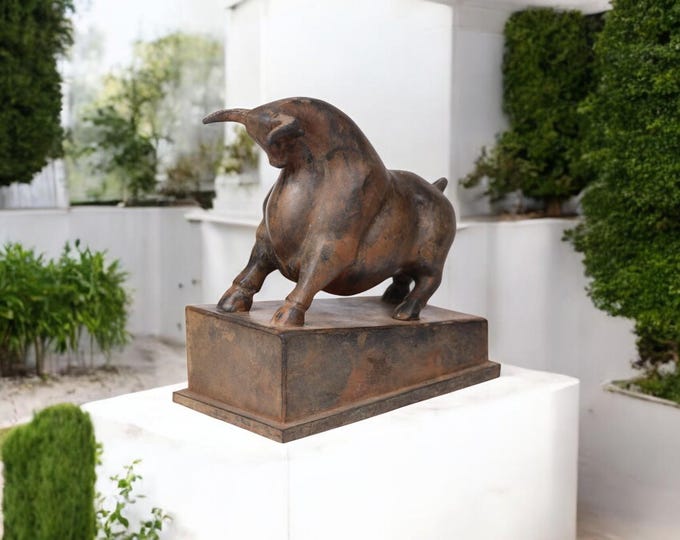 Handmade Bronze Bull Sculpture | Solid Bronze Animal Figurine | Thai Artisan Crafted Bull Statue | Home Office Decor