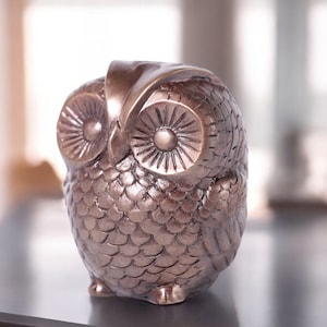Handmade Bronze Owl Figurine Sculpture - Handcrafted Metal Art - Made in Thailand - Unique Decorative Bronze Owl Ornament - Home Decor