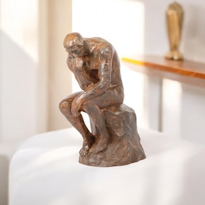 Handmade Bronze Thinker Sculpture, Unique Bronze Statue for Home or Office Decor, 10-Inch Tall, Heavy 5lb Art Piece, Thai Artisan Craft