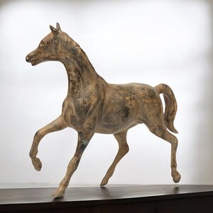 Handmade Bronze Horse Figurine, Decorative Horse Sculpture, Solid Bronze Art Piece from Thailand, 8 Inch Tall Vintage Collectible Statue