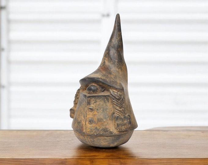 Handmade Bronze Gnome Sculpture - Rustic Garden Gnome Decor - Artisan Bronze Gnome Statue for Display - Unique Collectible Gnome Gift