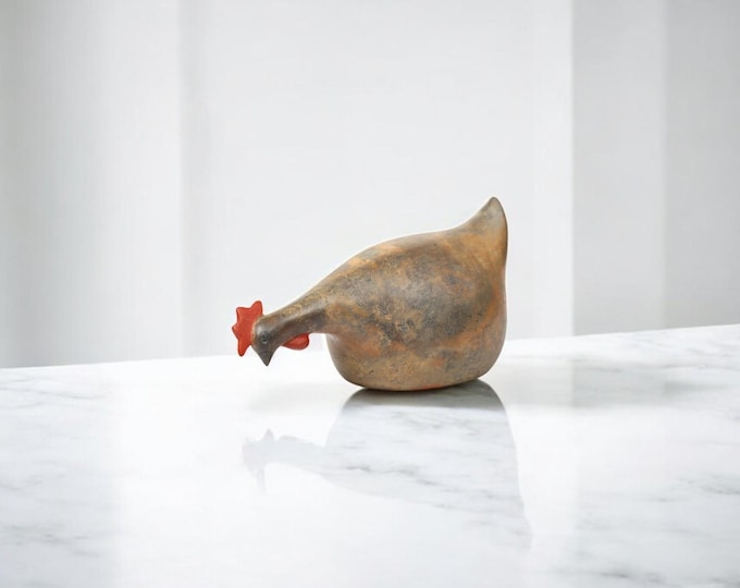 Handmade Bronze Chicken Sculpture | Thai Art Home Décor | Rustic Animal Figurine | Unique Bronze Gift | Decorative Collectible Accent
