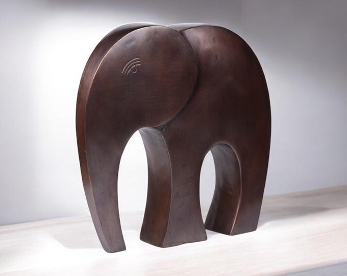 Handmade Bronze Elephant Sculpture - Modern Minimalist Home Decor, Thai Artisan Craft, Unique Metal Animal Figurine for Art Lovers