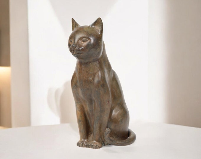 Handmade Bronze Cat Sculpture, Unique Bronze Animal Art, Bronze Cat Decor, Cat Figurine, Gift for Cat Lover, Bronze Sculpture for Home Decor