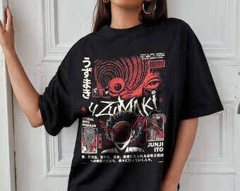 ヴィンテージウォッシュ加工 伊藤潤二 うずまき Tシャツ：日本のホラー