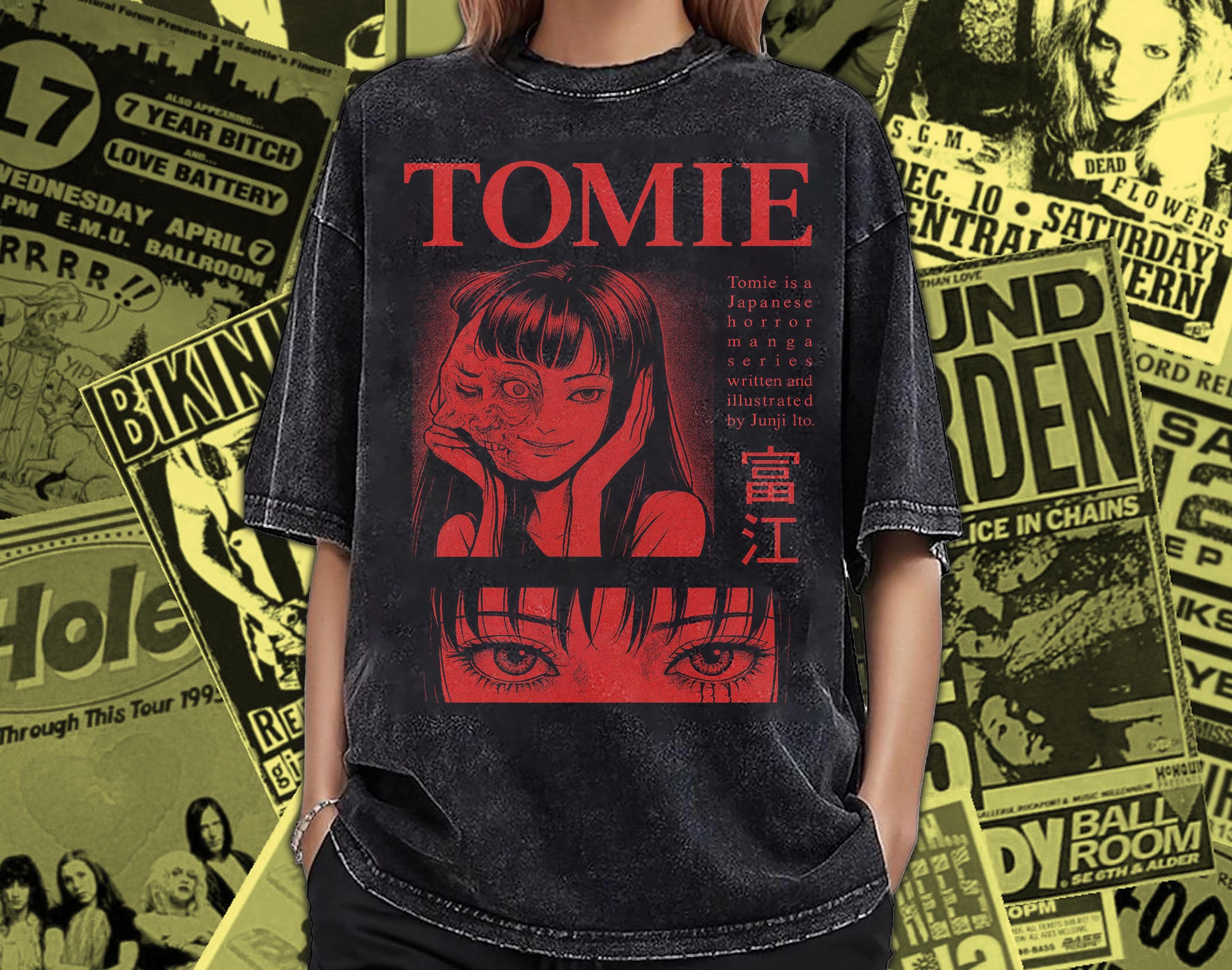 ヴィンテージウォッシュ加工 富江 伊藤潤二 Tシャツ：日本のホラー