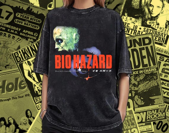 Vintage Washed Resident Evil T-shirt: Biohazard Bloody Eye Design