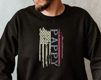 Pappy Sweatshirt, Gift For Pappy Sweatshirt, Vintage USA Flag Sweatshirt, Independence Day Gift, Patriotic Sweater For Man