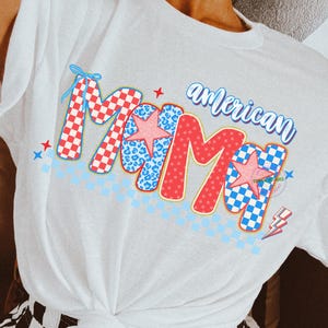 Comfort Colors Coquette American Mama Shirt | Coquette Bow 4th of July Tee, USA Flag Shirt, Stars and Stripes Shirt, Gift for Americans