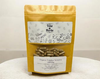 Organic Tribulus Terrestris 1000mg | Organic, Non-GMO, No Dyes or Fillers | Vegan Supplement Capsules