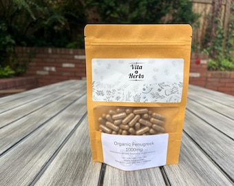 Organic Fenugreek 1000mg | Organic, Non-GMO, No Dyes or Fillers | Vegan Supplement Capsules