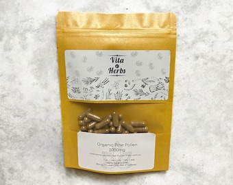 Organic Pine Pollen 1000mg | Organic, Non-GMO, No Dyes or Fillers | Vegan Supplement Capsules