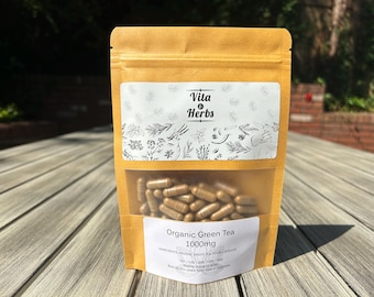 Organic Green Tea 1000mg | Organic, Non-GMO, No Dyes or Fillers | Vegan Supplement Capsules