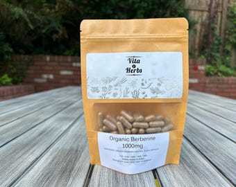 Organic Berberine 1000mg | Organic, Non-GMO, No Dyes or Fillers | Vegan Supplement Capsules