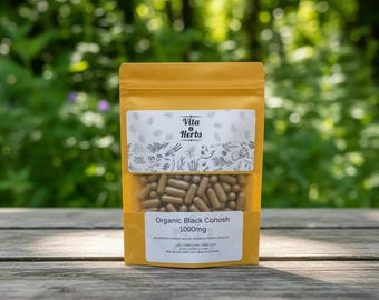 Organic Black Cohosh 1000mg | Organic, Non-GMO, No Dyes or Fillers | Vegan Supplement Capsules