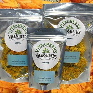 Organic Dried Calendula Flower Tea Calendula Officinalis Flower Floral Herbal Tea 1/4oz - 1LB