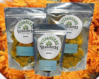 Organic Dried Calendula Flower Tea Calendula Officinalis Flower Floral Herbal Tea 1/4oz - 1LB