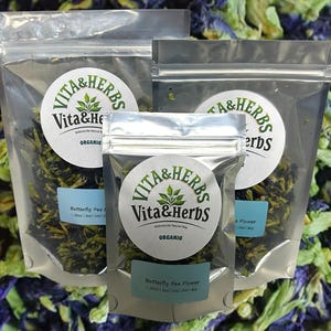 Organic Dried Butterfly Pea Flower Tea Clitoria Ternatea Flower Floral Herbal Tea 1/4oz - 1LB