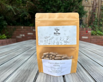 Organic Black Cumin 1000mg | Organic, Non-GMO, No Dyes or Fillers | Vegan Supplement Capsules