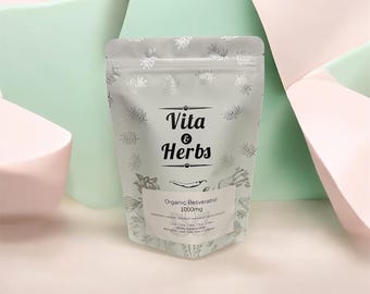 Biologisch resveratrolpoeder | Biologisch, non-ggo, geen kleurstoffen of vulstoffen | Veganistisch supplement