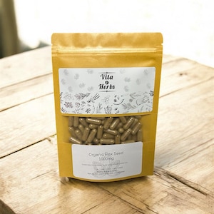 Organic Flax Seed 1000mg | Organic, Non-GMO, No Dyes or Fillers | Vegan Supplement Capsules
