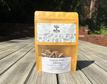Organic Amla 1000mg | Organic, Non-GMO, No Dyes or Fillers | Vegan Supplement Capsules