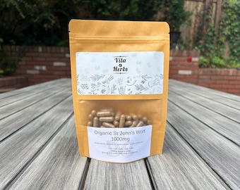 Organic St John Wort 1000mg | Organic, Non-GMO, No Dyes or Fillers | Vegan Supplement Capsules