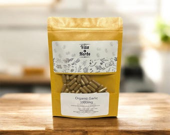 Organic Garlic 1000mg | Organic, Non-GMO, No Dyes or Fillers | Vegan Supplement Capsules