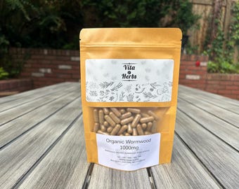 Organic Wormwood 1000mg | Organic, Non-GMO, No Dyes or Fillers | Vegan Supplement Capsules