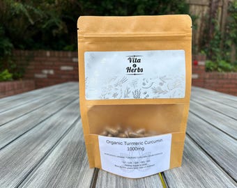 Organic Turmeric Cucumin 1000mg | Organic, Non-GMO, No Dyes or Fillers | Vegan Supplement Capsules