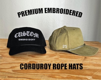 Custom Text Embroidered Corduroy Hat | Personalized 3D Puff Embroidery