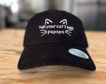 Funny Cat Hat: Embroidered &#39;Pspsps&#39; Cat Lover Gift