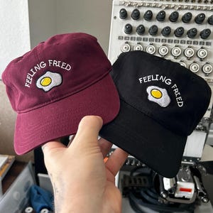 Embroidered Fried Egg Hat: Funny Foodie Baseball Cap