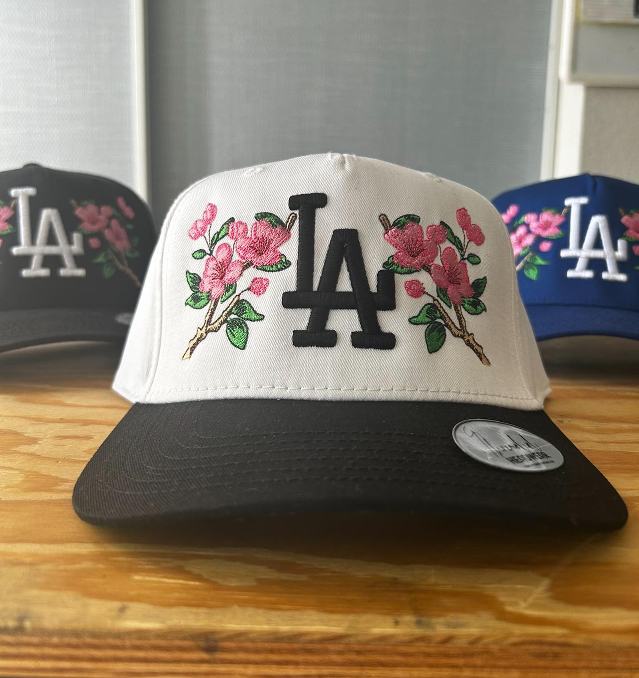 Handmade LA Cherry Blossom Hat: Embroidered Baseball Hats 