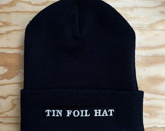 Embroidered Tin Foil Hat: Funny Conspiracy Beanie