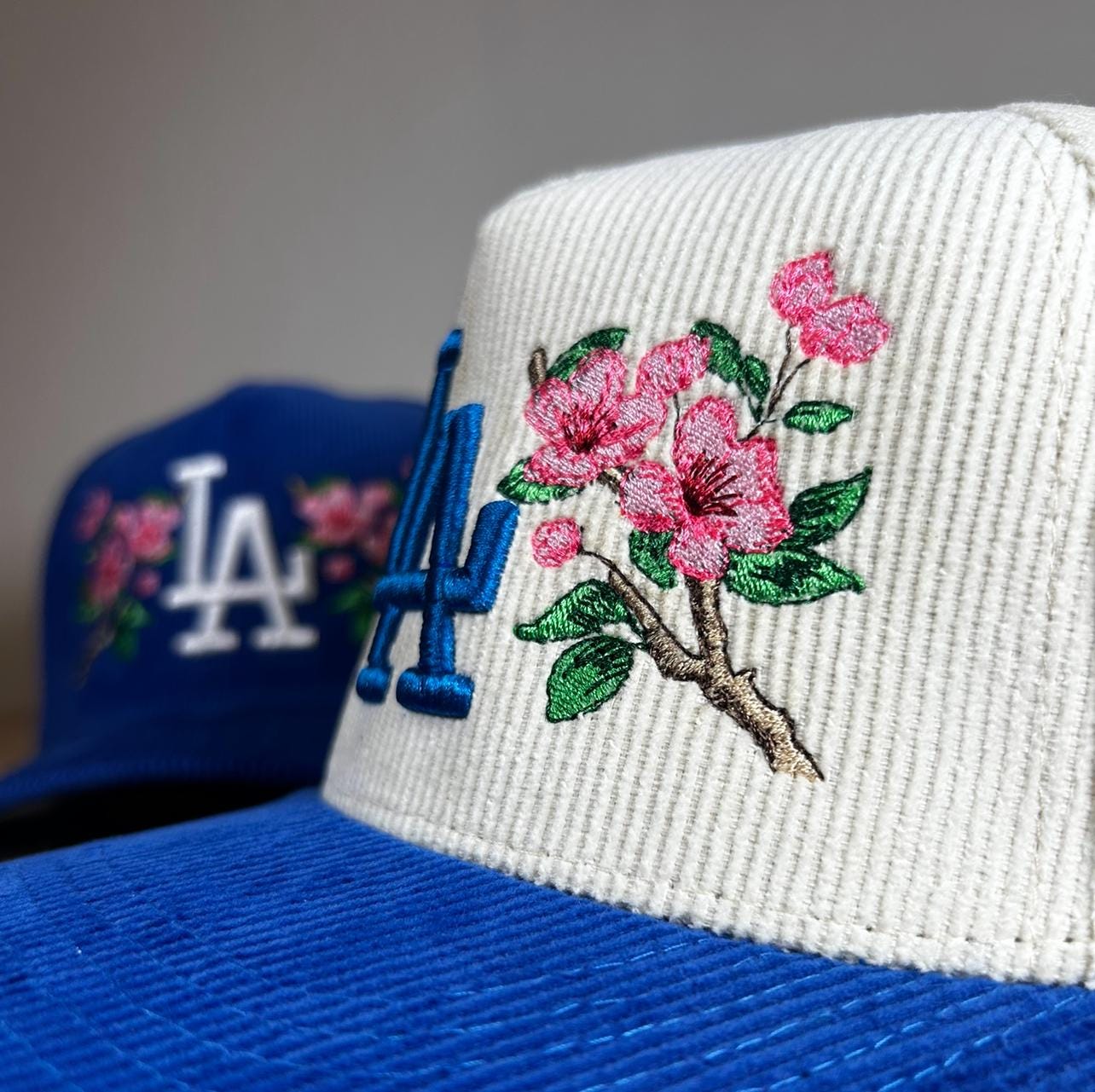 Handmade LA Cherry Blossom Hat: Embroidered Baseball Hats for Men