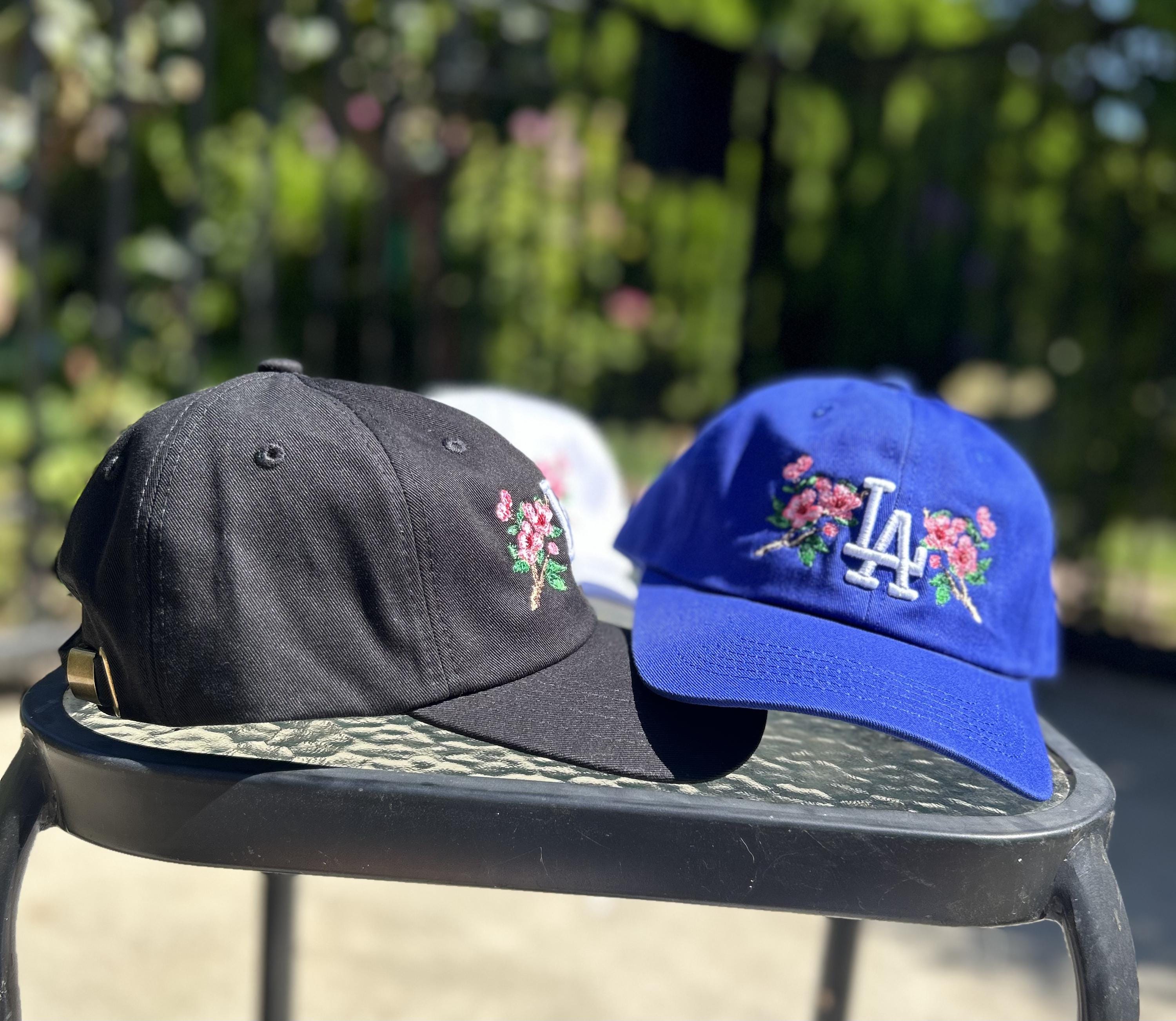 Handmade LA Cherry Blossom Hat: Embroidered Baseball Hats for Men