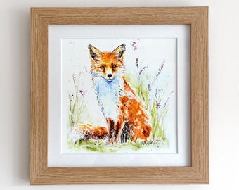 Fox Framed Print Watercolour Art | Country Homeware Woodland Home Decor Rustic Farmhouse Lover Wall Art Wildlife Cottagecore Gift