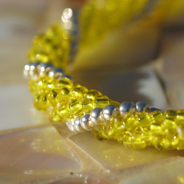 Sun.  Shine.  a handwoven beaded bracelet