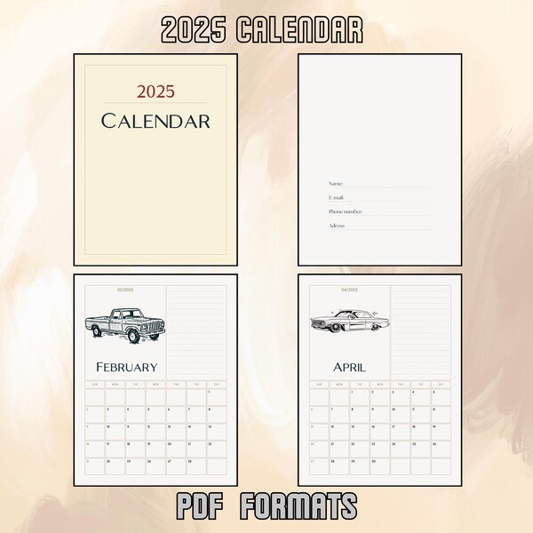 2025 Classic Cars Calendar Etsy