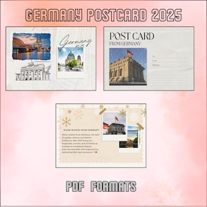 Carte postale Allemagne 2025 | PDF imprimable Cartes de Nouvel An | Designs emblématiques allemands | Cartes postales sur le thème du voyage