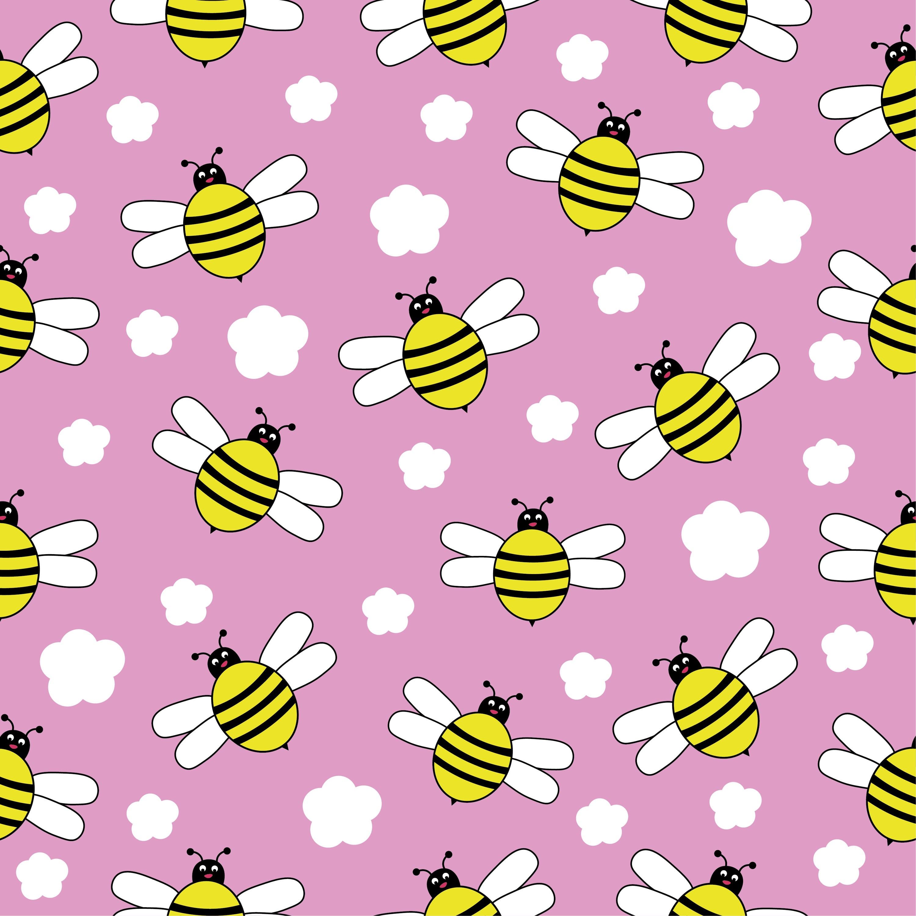 Cute Pink Bees Seamless Pattern Design for Sewing, Wallpaper, Fabric ...