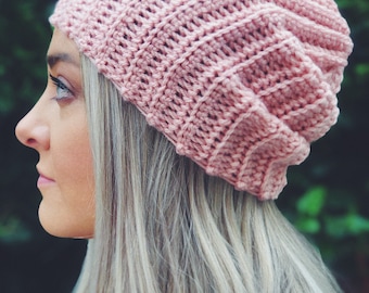 Women's Slouchy Beanie Lightweight Crochet Hat Handmade