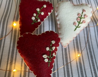 Women's Homespun Heart Pin February READY TO SHIP  Gift Idea